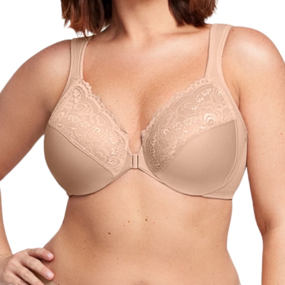 - Glamorise 34G WonderWire Front Close Nude Bra! NEW!